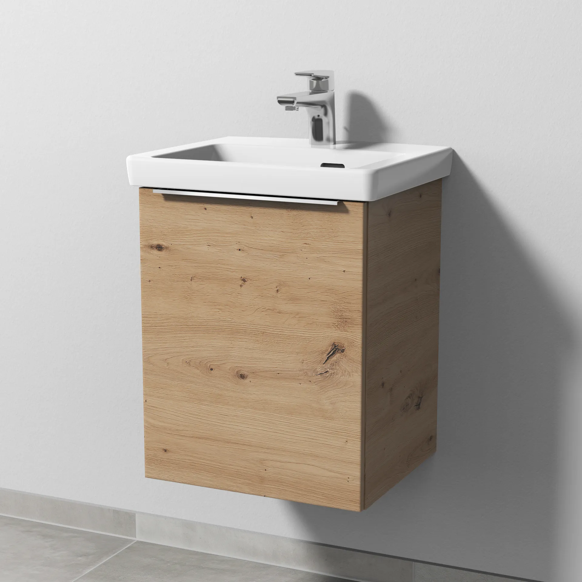 Sanipa Waschtischunterschrank „3way“ 407 × 517 × 361 mm in Eiche Natural-Touch, Anschlag links