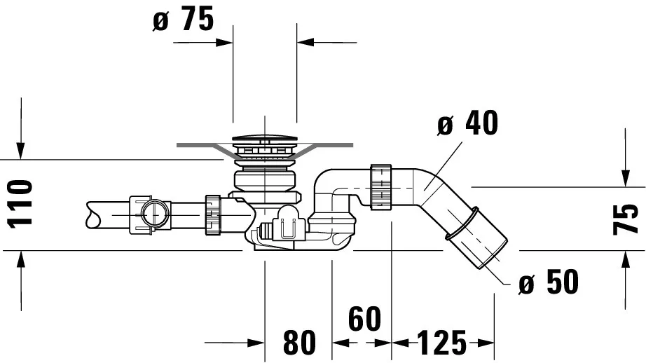 Duravit Ab- und Überlaufgarnitur für Badewannen mit Zulauf Modell 791227 Duravit Ab- und Überlaufgarnitur für Badewannen mit Zulauf Modell 791227
