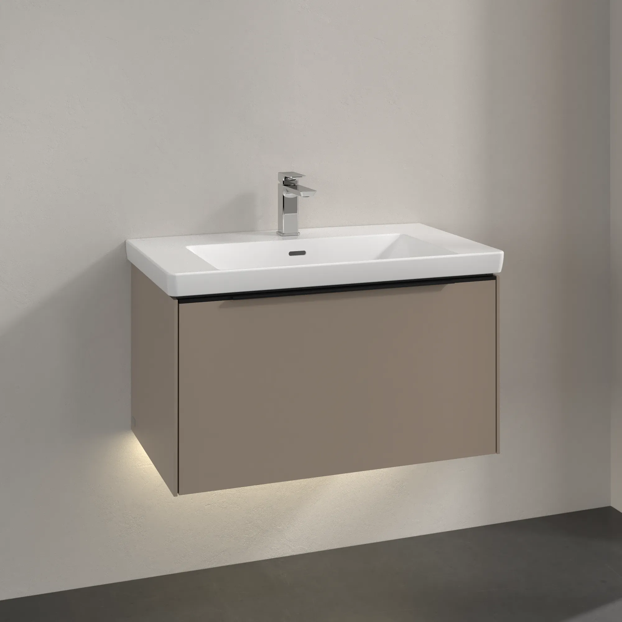 Villeroy & Boch Waschtischunterschrank „Subway 3.0“ für Schrankwaschtisch 772 × 429 × 478 mm Taupe, für Becken mittig