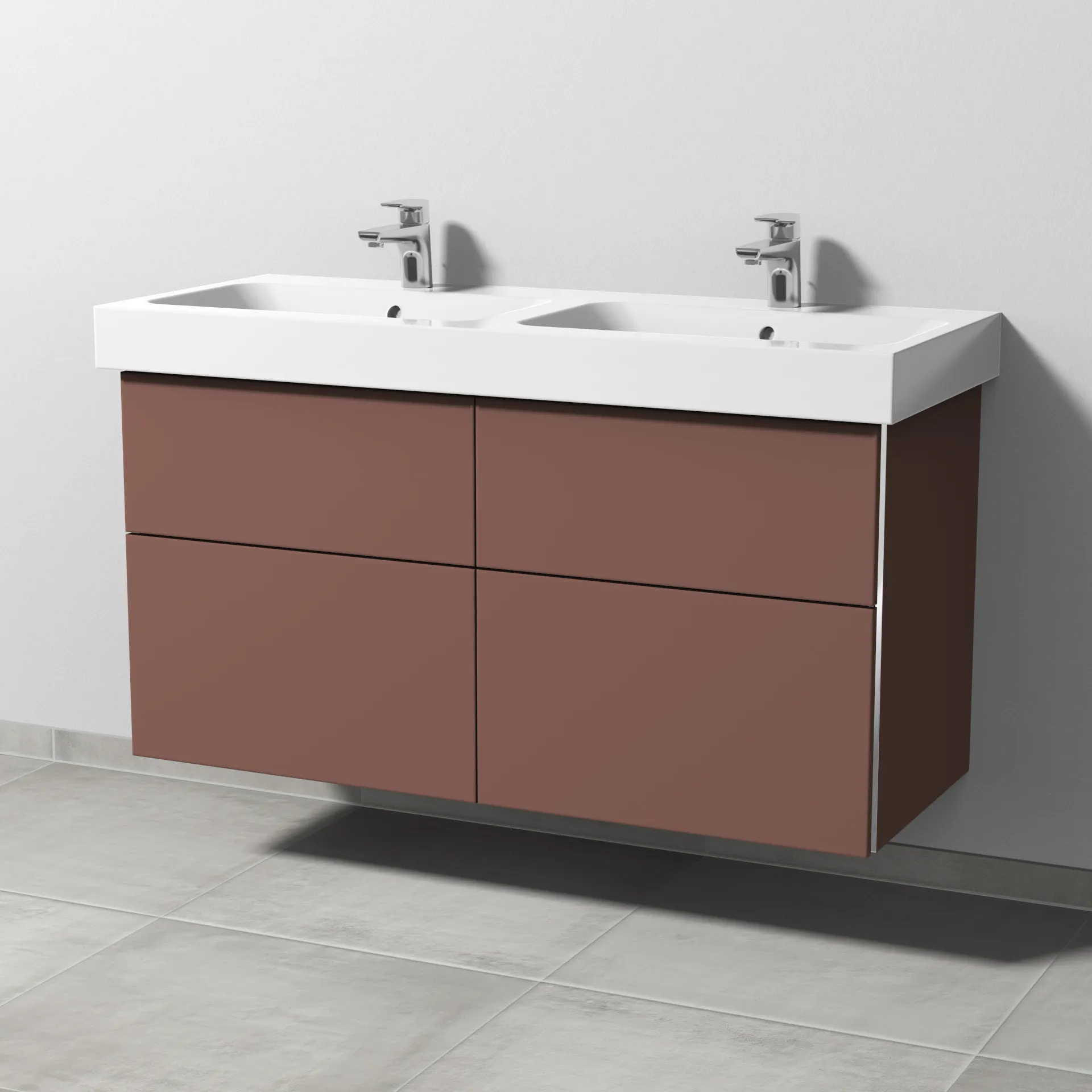 Sanipa Waschtischunterschrank „3way“ passend zu Keramik-Waschtische iCon von Geberit 1150 × 593 × 462 mm in Wine-Red, mit Hahnlochbohrung, Becken