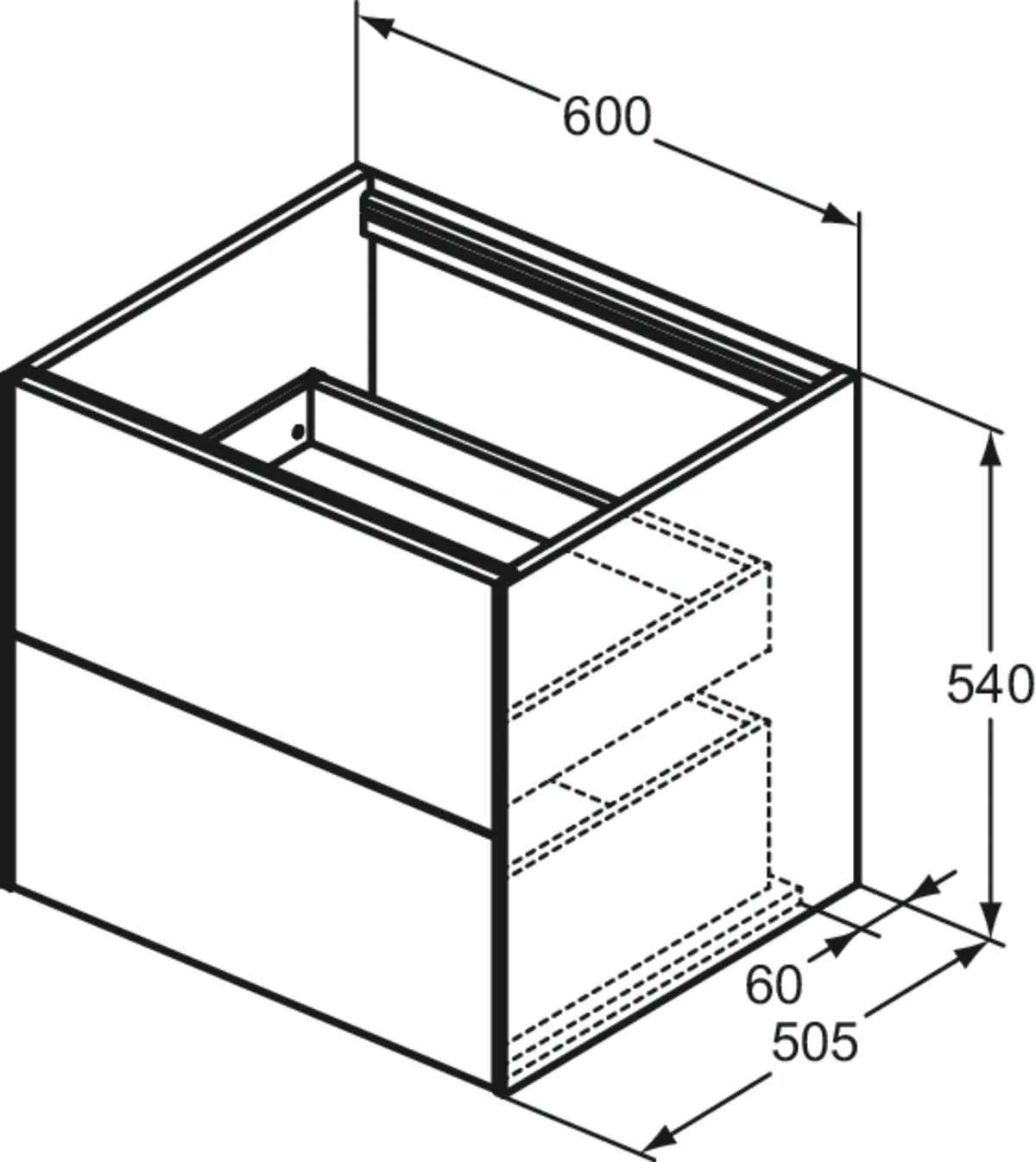 Ideal Standard Waschtischunterschrank „Conca“ 60 × 54 × 50,5 cm Walnuss dunkel Furnier Ideal Standard Waschtischunterschrank „Conca“ 60 × 54 × 50,5 cm Walnuss dunkel Furnier