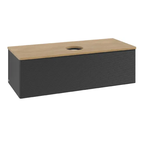 Villeroy & Boch Waschtischunterschrank „Antao“ 1200 × 360 × 500 mm Black Matt Lacquer, für Becken mittig, ohne Beleuchtung