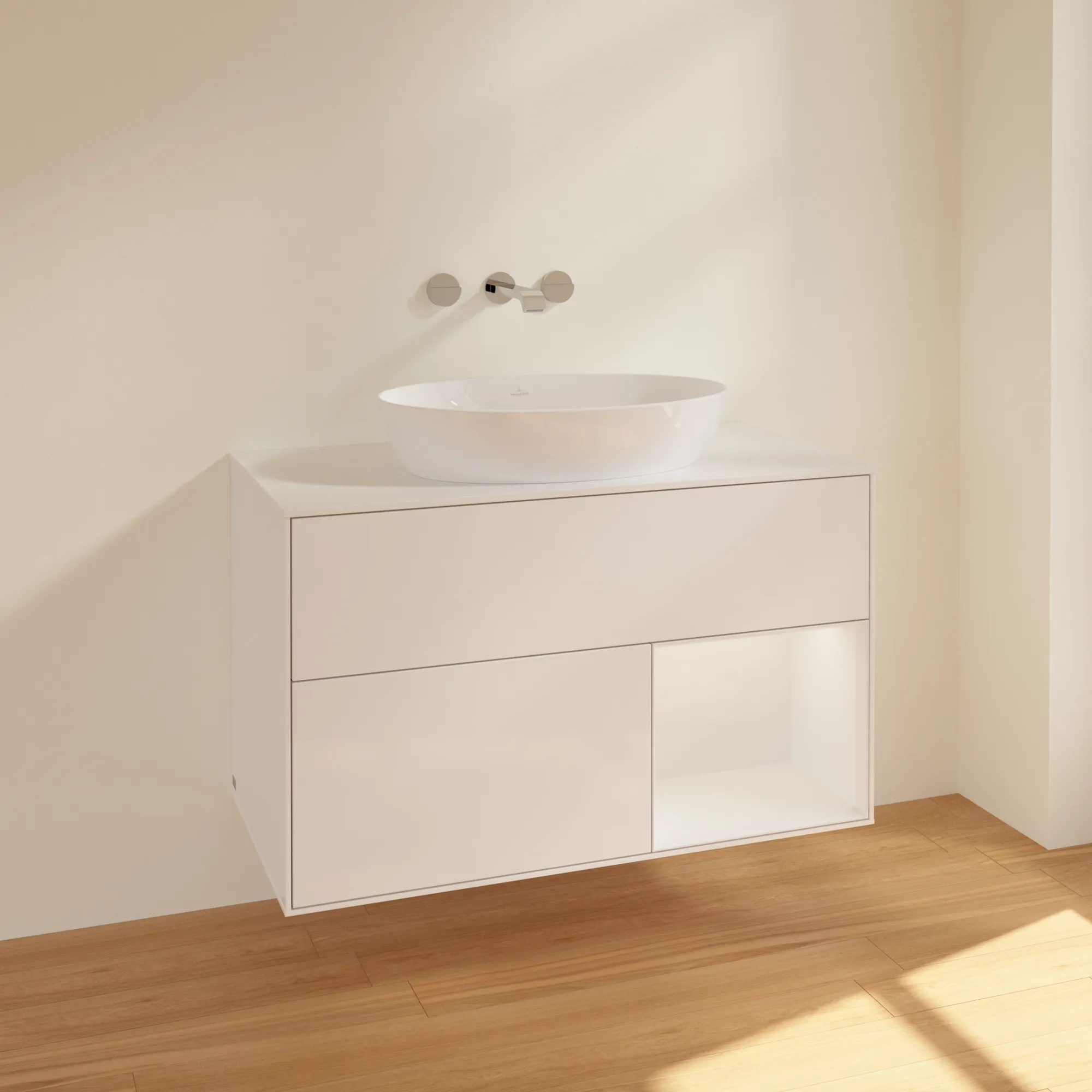 Villeroy & Boch Finion FA2 Waschbeckenunterschrank Glossy White Lacquer / Glass White Matt