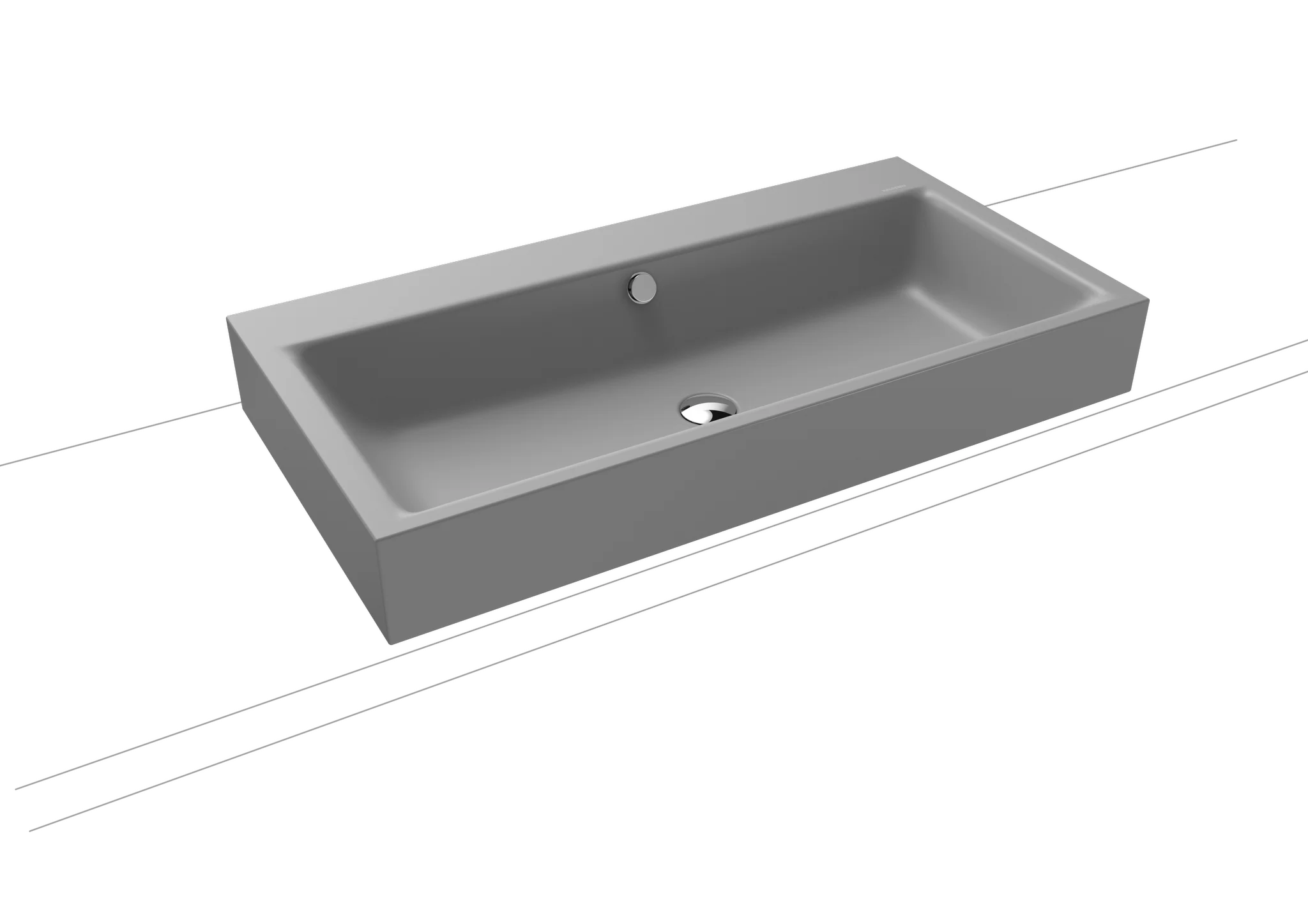 Kaldewei PURO Aufsatzwaschtisch, 900x460 mm, Randhöhe 120 mm, cool grey 30, Perl-Effekt, Antidröhn mit Überlauf, Sichtteile schwarz matt 100
