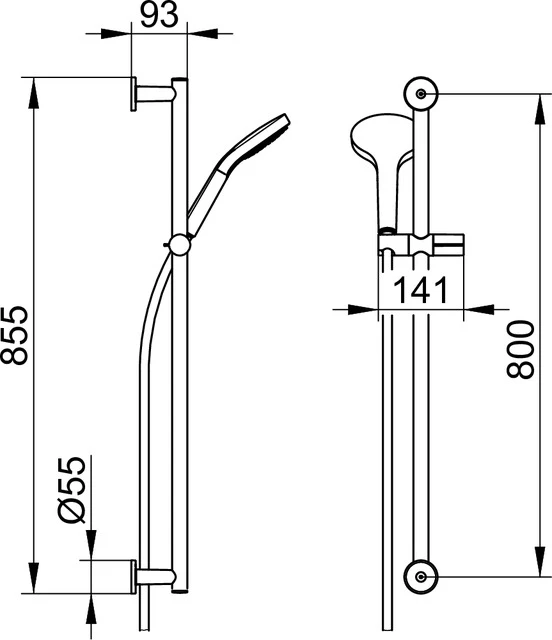 IXMO 59587010801 Brause-Set rund 855 mm verchromt