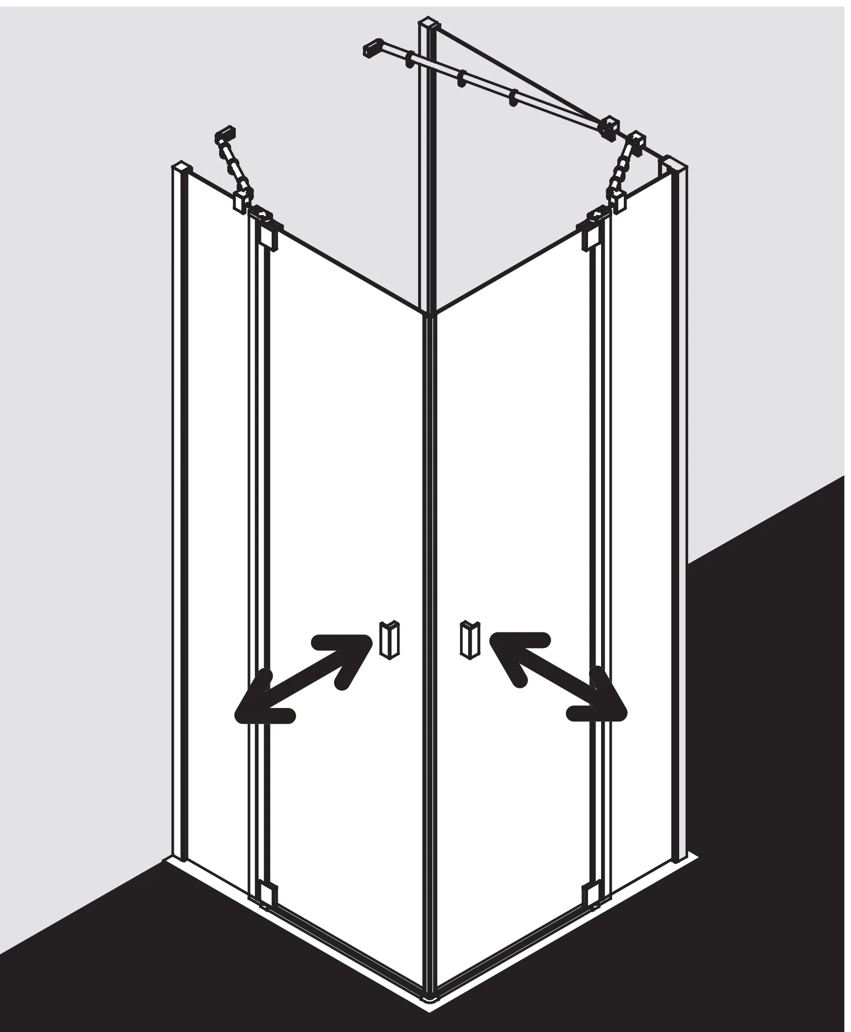Kermi Duschtür Eckeinstieg 2-teilig Pendeltüren mit Festfeldern Halbteil rechts „RAYA“ Glas SR Opaco, Profile Silber Hochglanz, BV: 970 - 1000 mm GAK: 955 - 985 mm WE: 980 - 1010 mm H: 2000 mm Kermi Duschtür Eckeinstieg 2-teilig Pendeltüren mit Festfeldern Halbteil rechts „RAYA“ Glas SR Opaco, Profile Silber Hochglanz, BV: 970 - 1000 mm GAK: 955 - 985 mm WE: 980 - 1010 mm H: 2000 mm