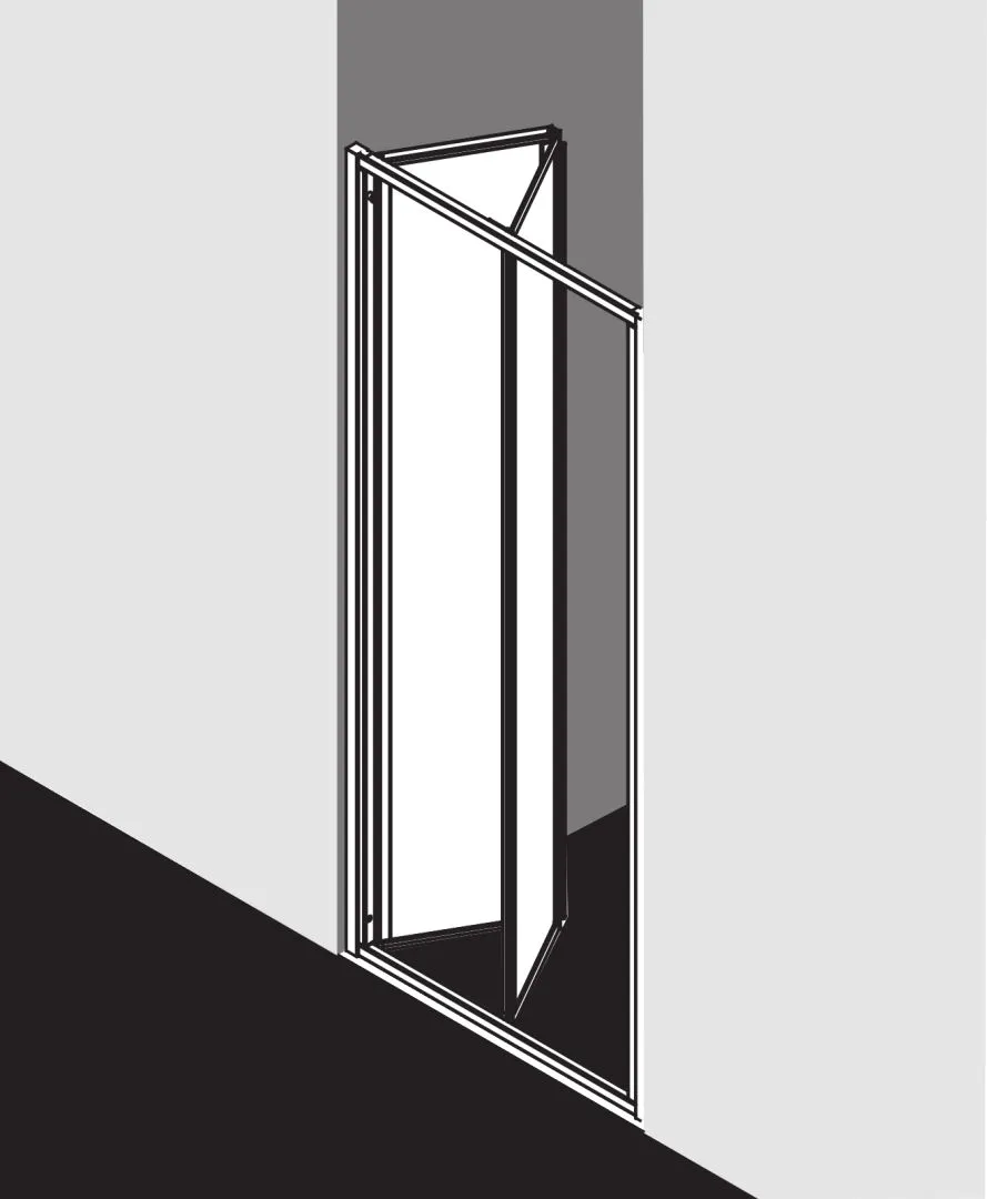 Kermi Duschtür Falttür für Nische und Ecke „NOVA 2000“ Glas Kerolan Fontana, Profile Silber Mattglanz, BV: 660 - 700 mm WE: 660 - 700 mm H: 2000 mm