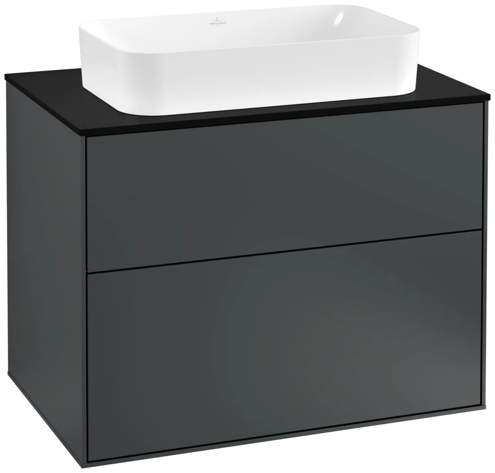 Villeroy & Boch Finion Waschbeckenunterschrank F22, 800 x 603 x 501 mm, Midnight Blue Matt Lacquer / Glass Black Matt Villeroy & Boch Finion Waschbeckenunterschrank F22, 800 x 603 x 501 mm, Midnight Blue Matt Lacquer / Glass Black Matt