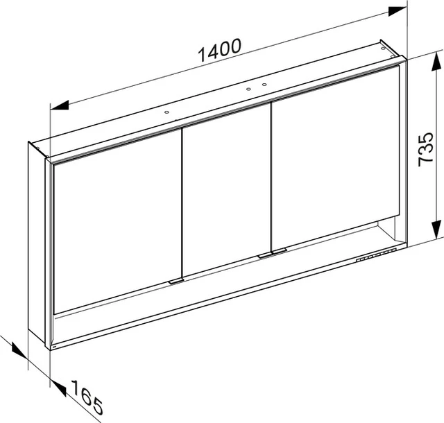 KEUCO Wandvorbau Spiegelschrank mit offenem Ablagefach „Royal Lumos“ in Silber (eloxiert), Aufputz, mit Steckdosen, ohne Spiegelheizung 1400 × 735 × 165 mm KEUCO Wandvorbau Spiegelschrank mit offenem Ablagefach „Royal Lumos“ in Silber (eloxiert), Aufputz, mit Steckdosen, ohne Spiegelheizung 1400 × 735 × 165 mm