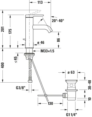 Einhand-Waschtischarmatur „Serie C.1“ Ausladung 113 mm in Chrom Einhand-Waschtischarmatur „Serie C.1“ Ausladung 113 mm in Chrom