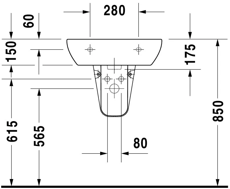 Wandwaschtisch „D-Code“, mit Überlauf 55 × 43 cm Wandwaschtisch „D-Code“, mit Überlauf 55 × 43 cm