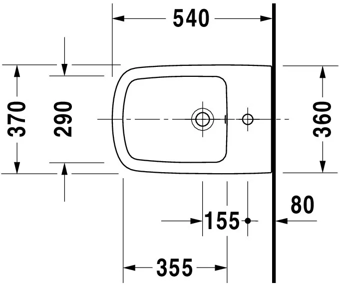 Duravit Wand-Bidet „DuraStyle“, Befestigung sichtbar 37 × 54 × 32 cm