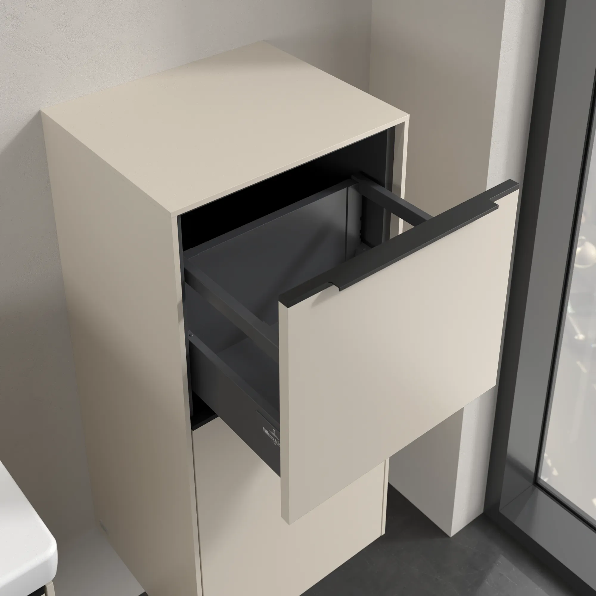 Villeroy & Boch Subway 3.0 Seitenschrank, Cashmere Grey, 400x860x346 mm, 1 Tür, 1 Auszug, SoftClosing