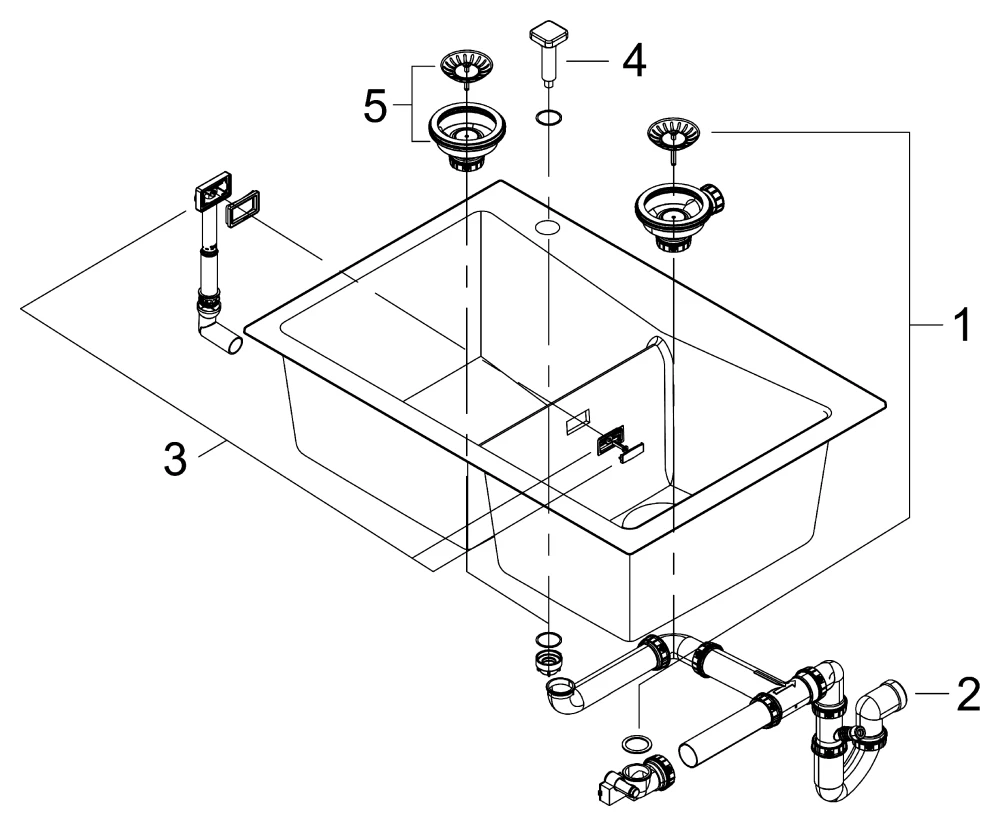 Grohe K700 Kompositspüle, Modell: K700 90-C 83,8⁄55,9 2.0, Unterbau links, granit schwarz Grohe K700 Kompositspüle, Modell: K700 90-C 83,8⁄55,9 2.0, Unterbau links, granit schwarz