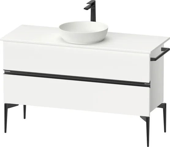Duravit Waschtischunterschrank „Sivida“ 124,5 × 54,8 × 47,5 cm Front- & Korpusfarbe: Weiß Matt / Grifffarbe: Diamantschwarz / Größe: 124,5 × 47,5 × 54,8 cm Duravit Waschtischunterschrank „Sivida“ 124,5 × 54,8 × 47,5 cm Front- & Korpusfarbe: Weiß Matt / Grifffarbe: Diamantschwarz / Größe: 124,5 × 47,5 × 54,8 cm