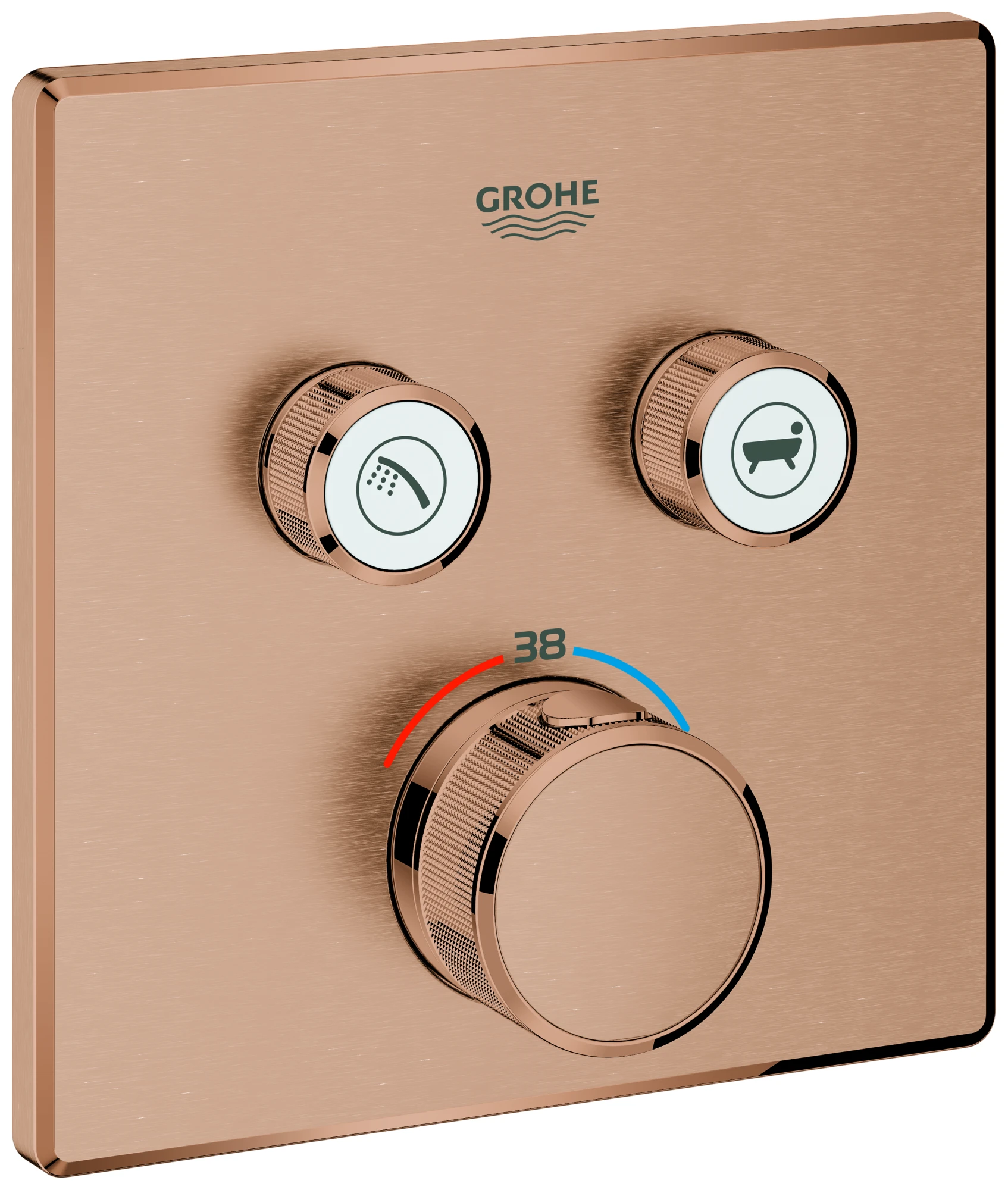 Thermostat Grohtherm SmartControl 29124, mit 2 Absperrventilen, Fertigmontageset für Rapido SmartBox, Wandrosette eckig, chrom