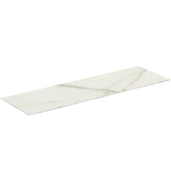 Waschtischplatte Conca, aus Keramik, 1202x373x6mm, Marmor Noir Desir
