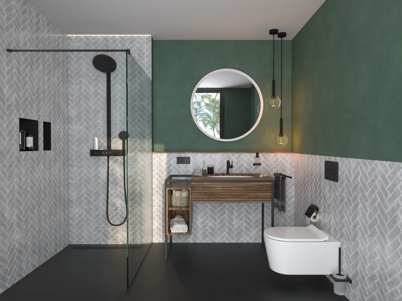 Hansgrohe Xarita S Spiegel 900x900 mm, Mattweiß, LED-Beleuchtung mit Infrarotsensor, AntiFog, stufenlos dimmbar