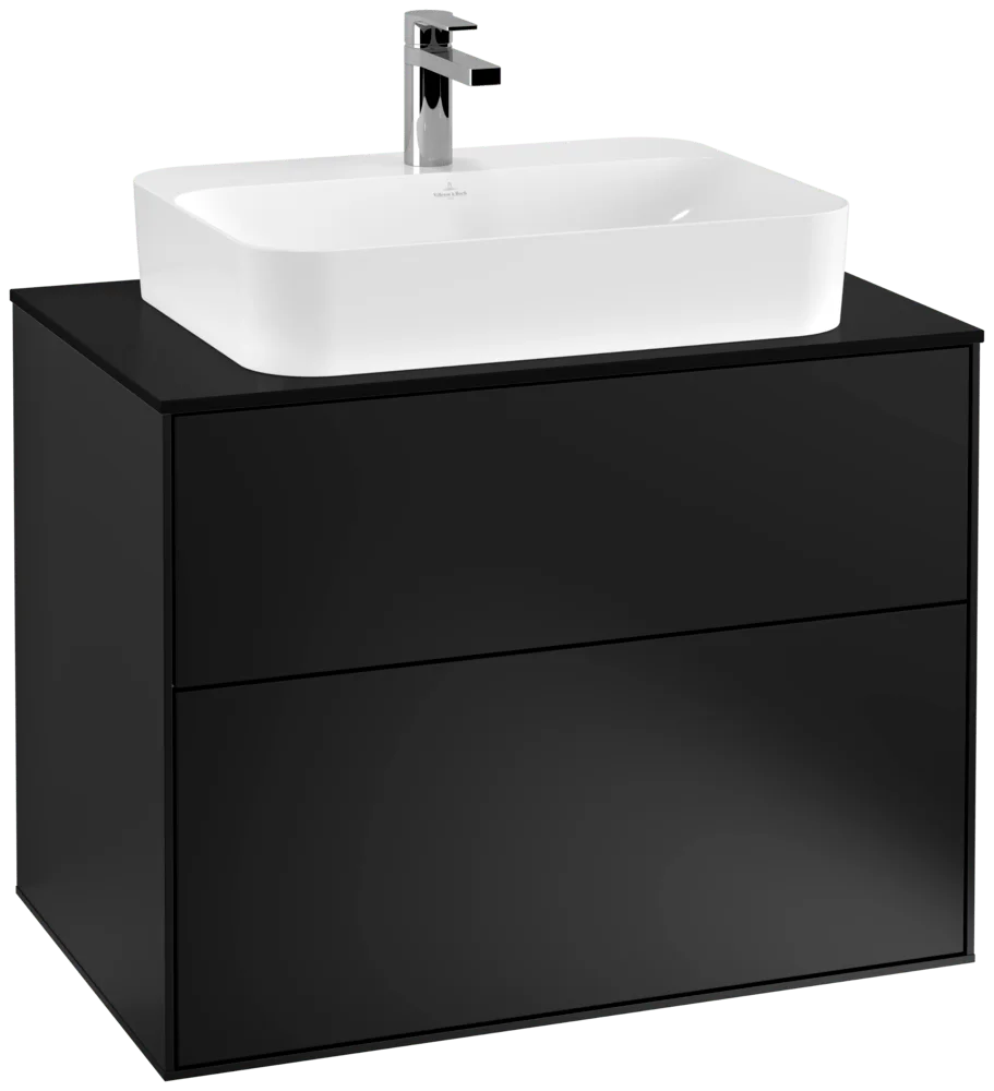 Villeroy & Boch Finion Waschbeckenunterschrank F34, 800x603x501mm, Black Matt Lacquer / Glass Black Matt Villeroy & Boch Finion Waschbeckenunterschrank F34, 800x603x501mm, Black Matt Lacquer / Glass Black Matt
