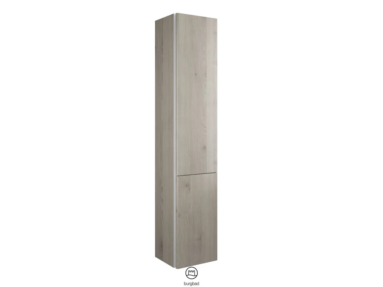 Hochschrank, 2 Türen, (Tür oben, innen verspiegelt), 4 Glaseinlegeböden, 1 fester Boden, Tiefe: 320 mm, Breite: 350 mm, Höhe: 1760 mm
