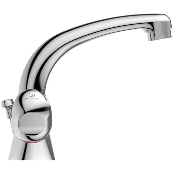 Zweigriff-Waschtischarmatur Alpha, mit Ablaufgarnitur, Ausladung 120mm, Auslaufhöhe 120mm, Chrom Zweigriff-Waschtischarmatur Alpha, mit Ablaufgarnitur, Ausladung 120mm, Auslaufhöhe 120mm, Chrom