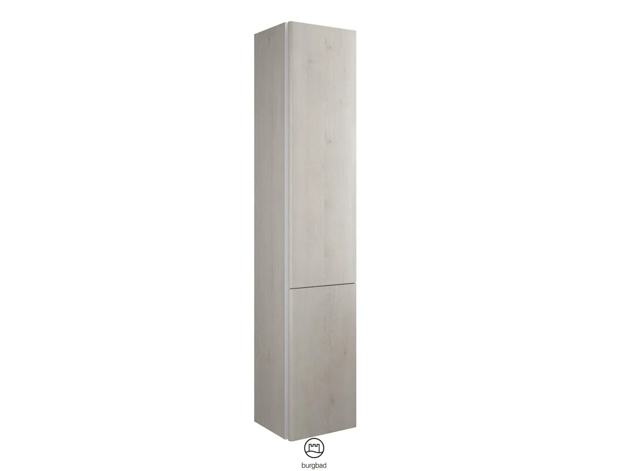 Hochschrank, 2 Türen, (Tür oben, innen verspiegelt), 4 Glaseinlegeböden, 1 fester Boden, Tiefe: 320 mm, Breite: 350 mm, Höhe: 1760 mm