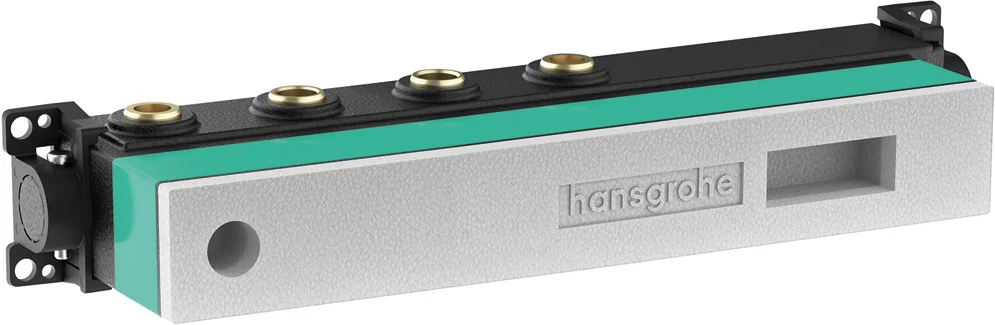 Hansgrohe RainSelect Grundkörper für 2 Verbraucher – schallentkoppelt, horizontal montierbar, DN15/DN20, Rp 3/4, Einbautiefe 87–122 mm