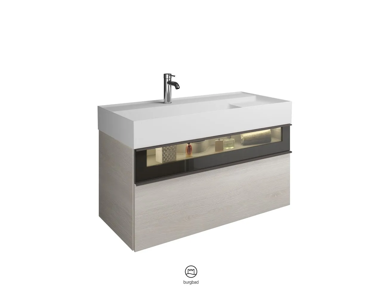 burgbad Yumo Mi-Waschtisch inkl. WTU SFMX102, Mineralguss, 470x1015x610mm, PG1 burgbad Yumo Mi-Waschtisch inkl. WTU SFMX102, Mineralguss, 470x1015x610mm, PG1