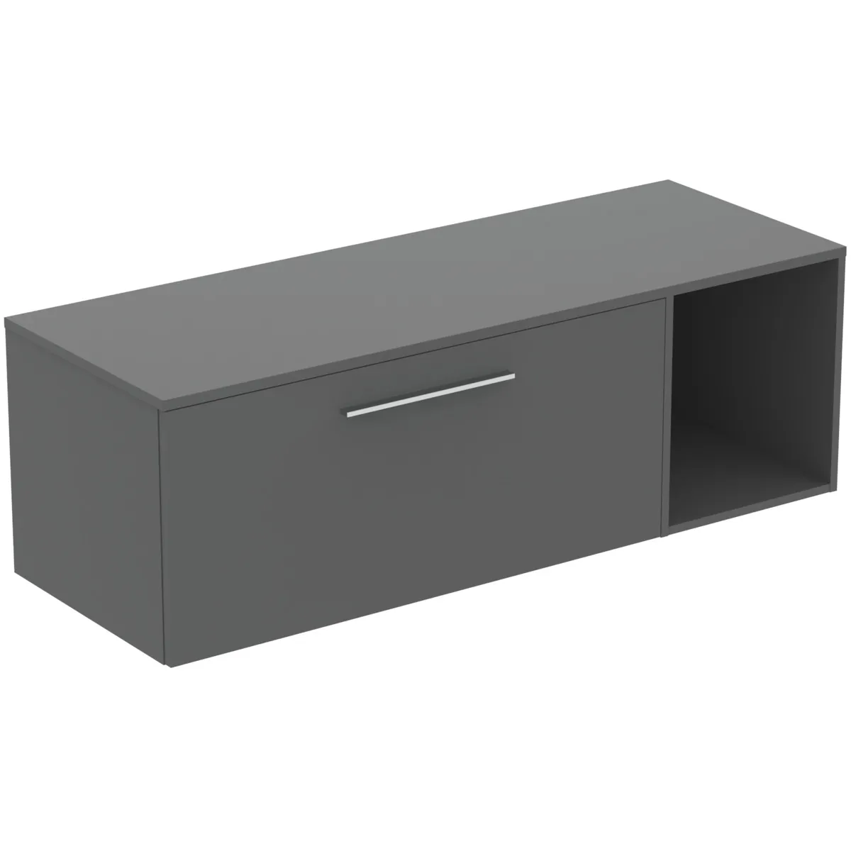 Möbel-Set 140cm i.life B 1 Auszug 1 offenes Fach Griff Chrom Weiß matt