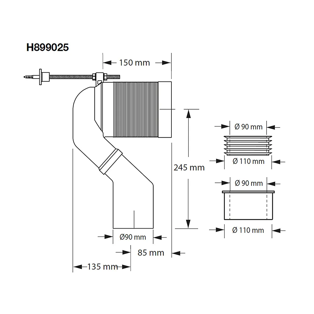 Laufen Ablaufbogen für Stand-WC VARIO S-Anschluss Laufen Ablaufbogen für Stand-WC VARIO S-Anschluss