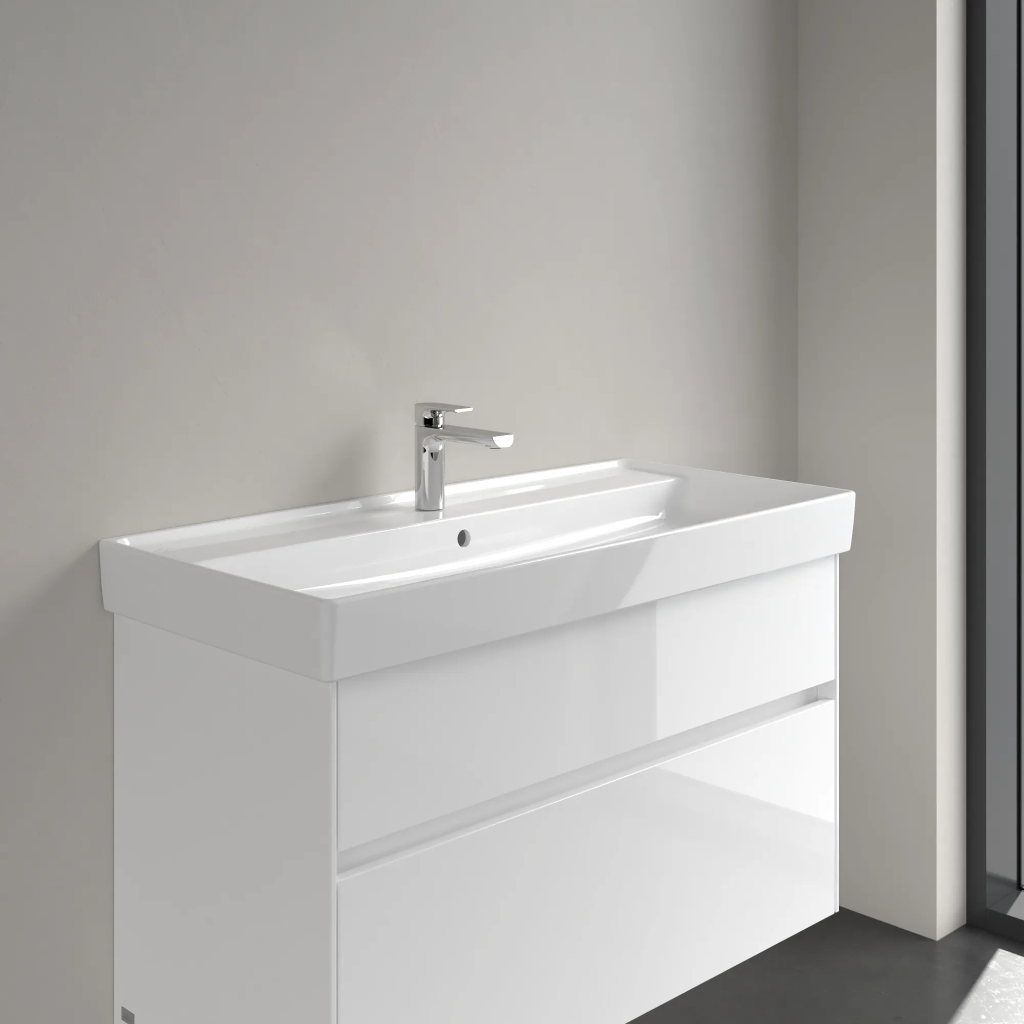 Villeroy & Boch Schrankwaschtisch aus TitanCeram „Collaro“ 1000 × 470 × 160 mm, mit Hahnlochbohrung, Hahnlochposition mittig in Weiß Alpin Villeroy & Boch Schrankwaschtisch aus TitanCeram „Collaro“ 1000 × 470 × 160 mm, mit Hahnlochbohrung, Hahnlochposition mittig in Weiß Alpin