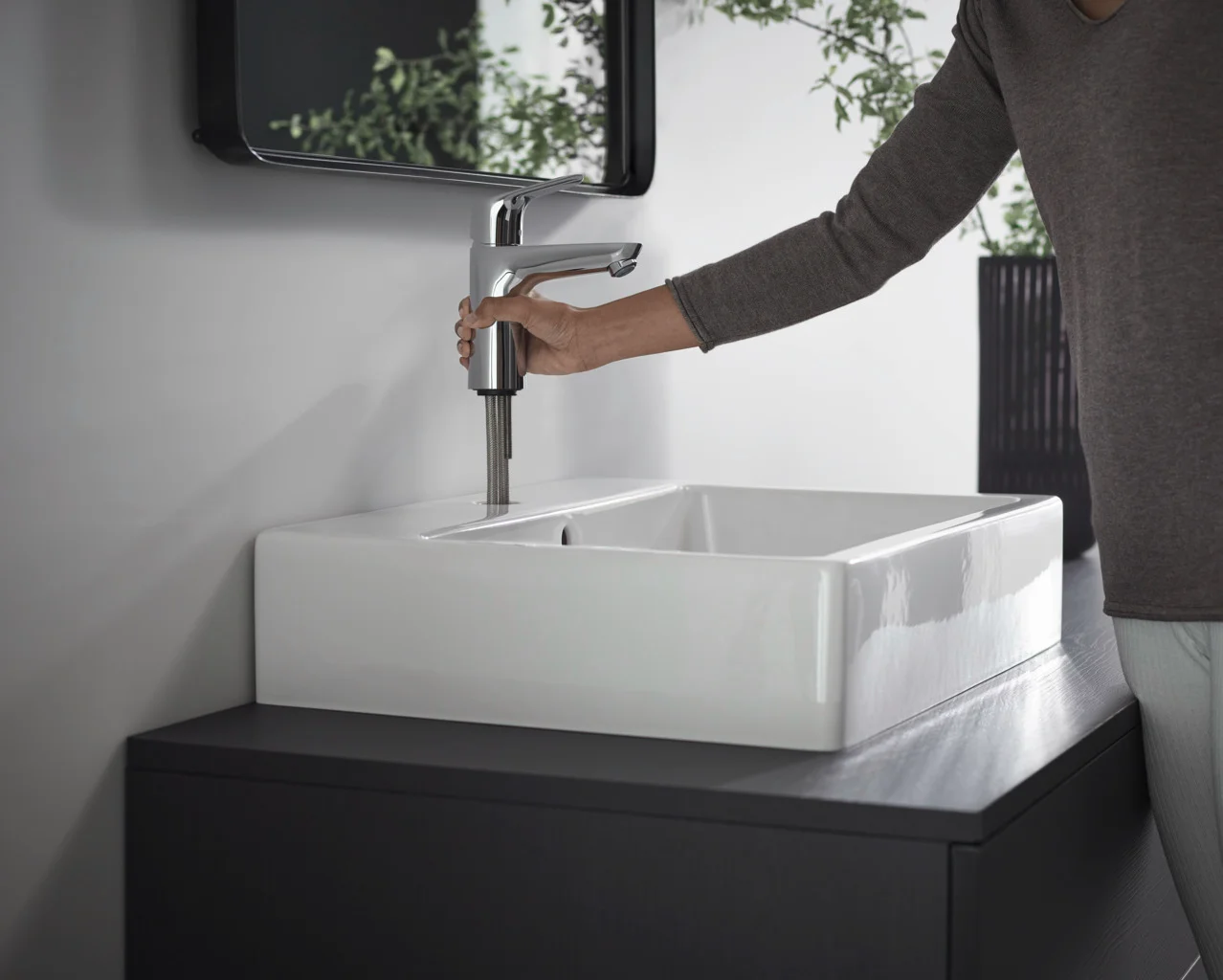 Hansgrohe Waschtischmischer Focus CoolStart, Chrom, Ausladung 119 mm, Auslaufhöhe 94 mm, Hebelgriff, Normalstrahl, max. Durchflussmenge 5 l/min