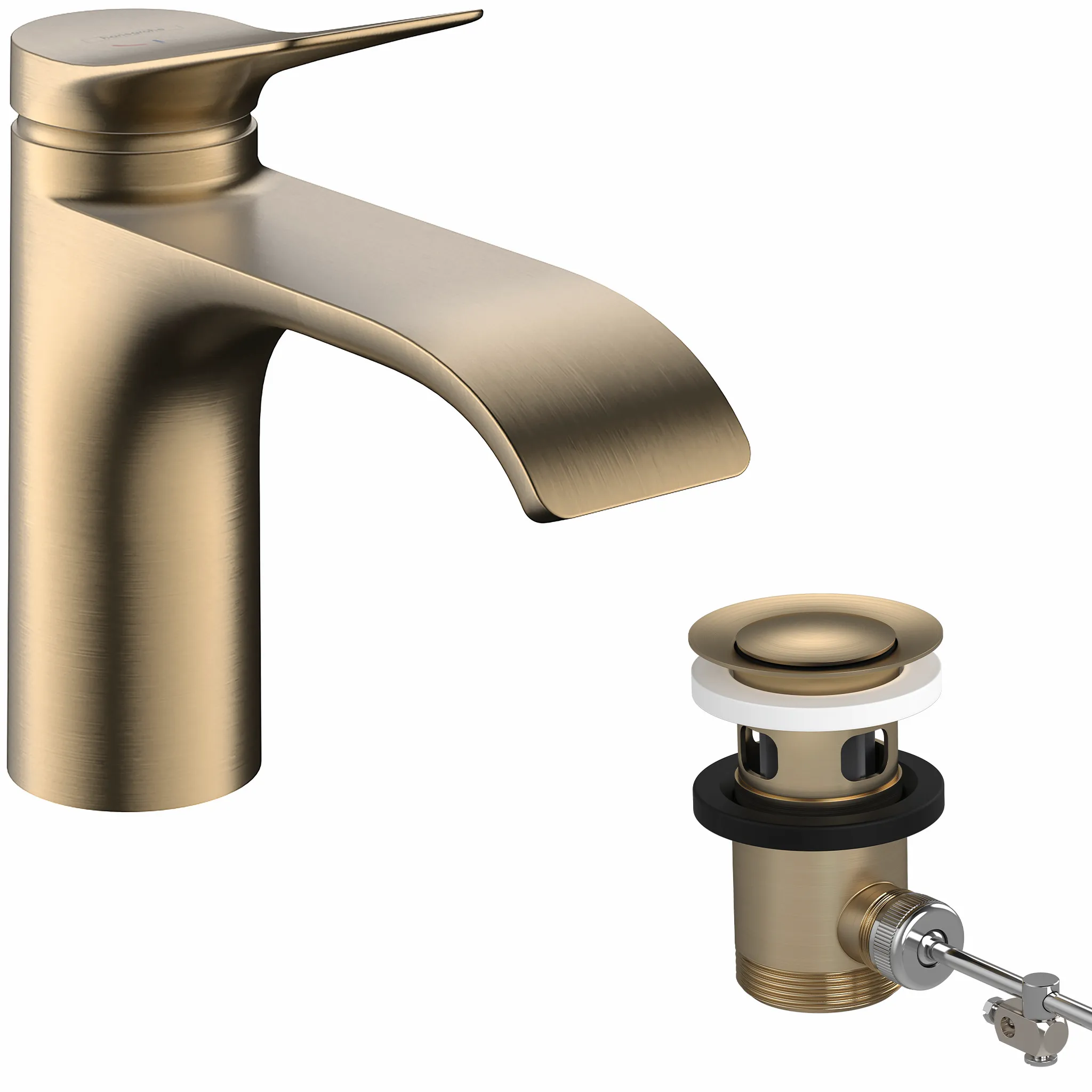Hansgrohe Vivenis Einhebel-Waschtischmischer 80 CoolStart mit Zugstangen-Ablaufgarnitur, Brushed Bronze