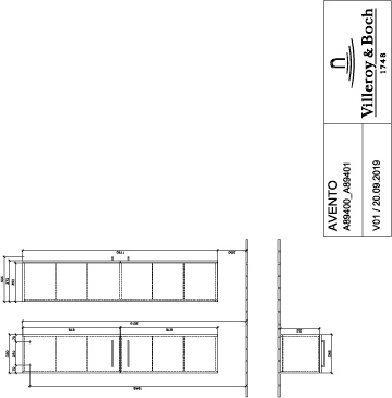 Villeroy & Boch Hochschrank „Avento“ 35 × 176 × 37,2 × 37,2 cm in Stone Oak, Anschlag rechts, Soft Closing, 2 Türen