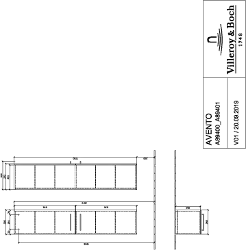 Villeroy & Boch Hochschrank „Avento“ 35 × 176 × 37,2 × 37,2 cm Volcano Black, Anschlag rechts, Soft Closing, 2 Türen