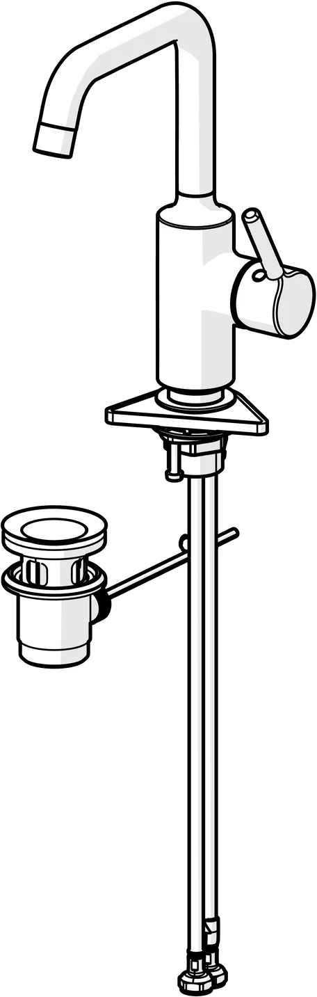 HansaVANTIS Waschtischarmatur Hansavantis 2022 EHM WT-Batt. 5254 Ablaufgarnitur Ausladung 152 mm Chrom