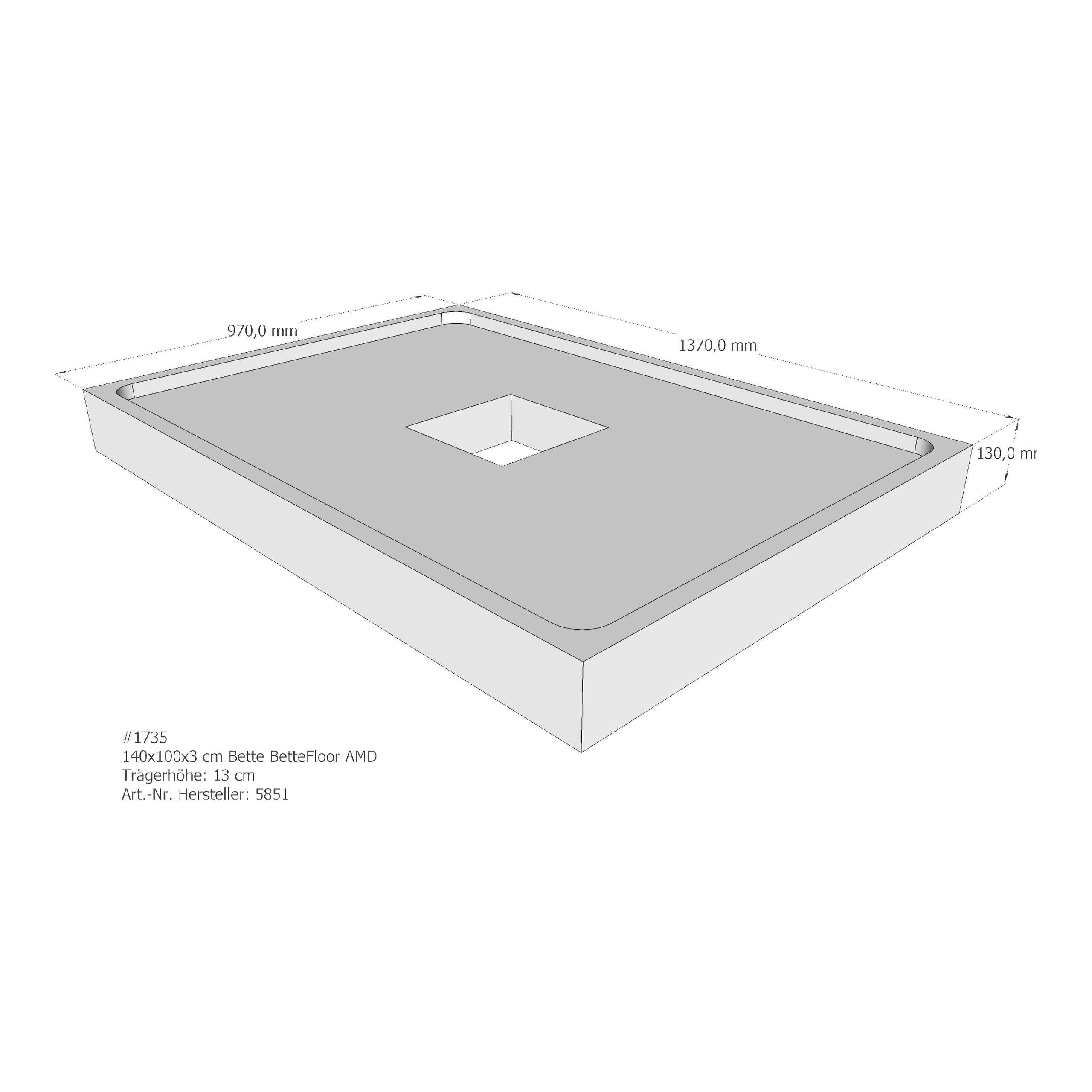 Duschwannenträger für Bette Floor 140 × 100 × 3 cm