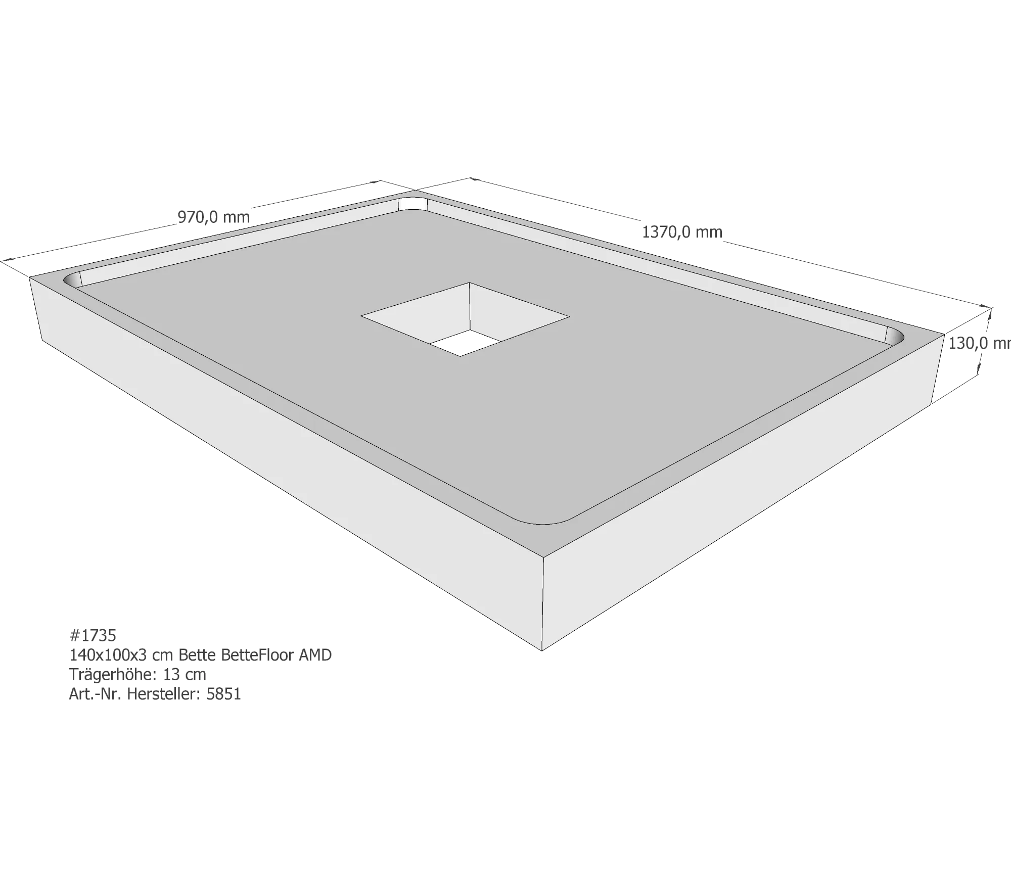 Duschwannenträger für Bette Floor 140 × 100 × 3 cm Breite: 100 cm / Länge: 140 cm Duschwannenträger für Bette Floor 140 × 100 × 3 cm Breite: 100 cm / Länge: 140 cm