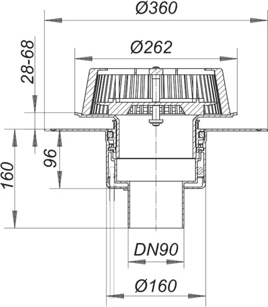 Notablauf SuperDrain 62 H FPO, DN 90