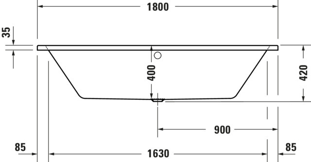 Duravit Whirlwanne „No.1“ rechteck 180 × 80 cm, Mittelablauf 