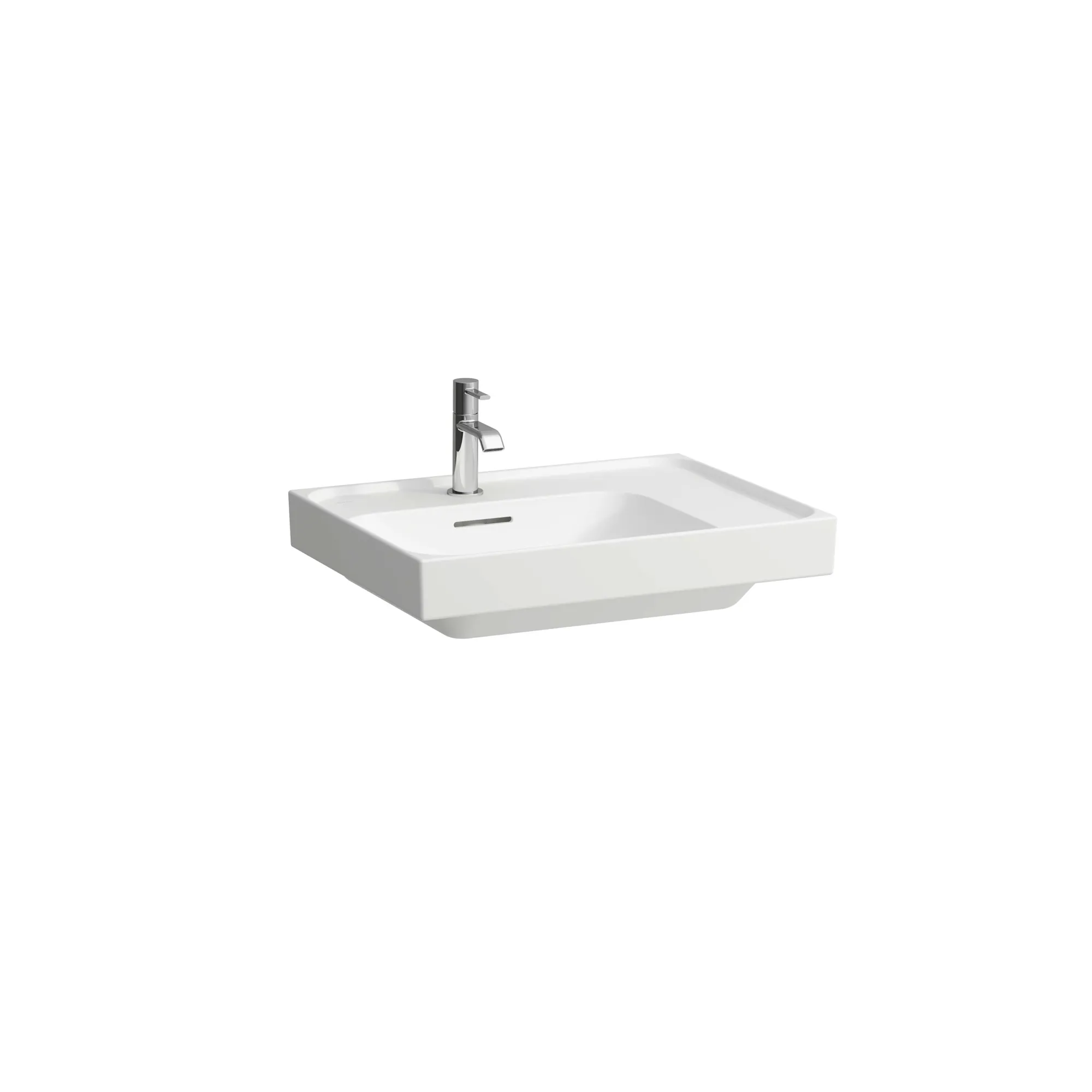 Waschtisch MEDA 460x600x160 Ablage rechts 1 Hahnloch mit Überlauf Weiß
