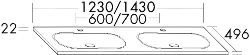 burgbad Waschbecken „Vry“ 1230 × 496 × 22 mm