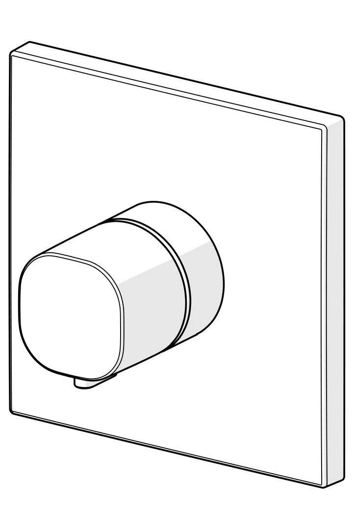 HansaLIVING Duscharmatur Thermostat Fertigmontageset für Brausebatterie 8112 Rosette eckig Chrom