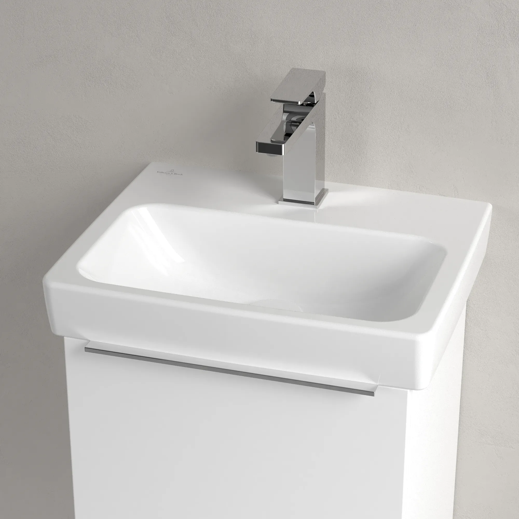 Villeroy & Boch Handwaschbecken Architectura, Rechteck, Weiß Alpin, 450 x 365 x 140 mm, 1-Loch-Armatur, Sanitärkeramik, glänzend