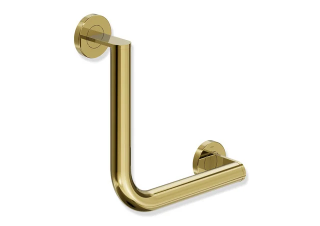 HEWI Winkelgriff System 900, Edelstahl PVD gold glänzend, 32 mm Durchmesser, 255 mm Länge waagerecht/senkrecht, links- und rechts montierbar
