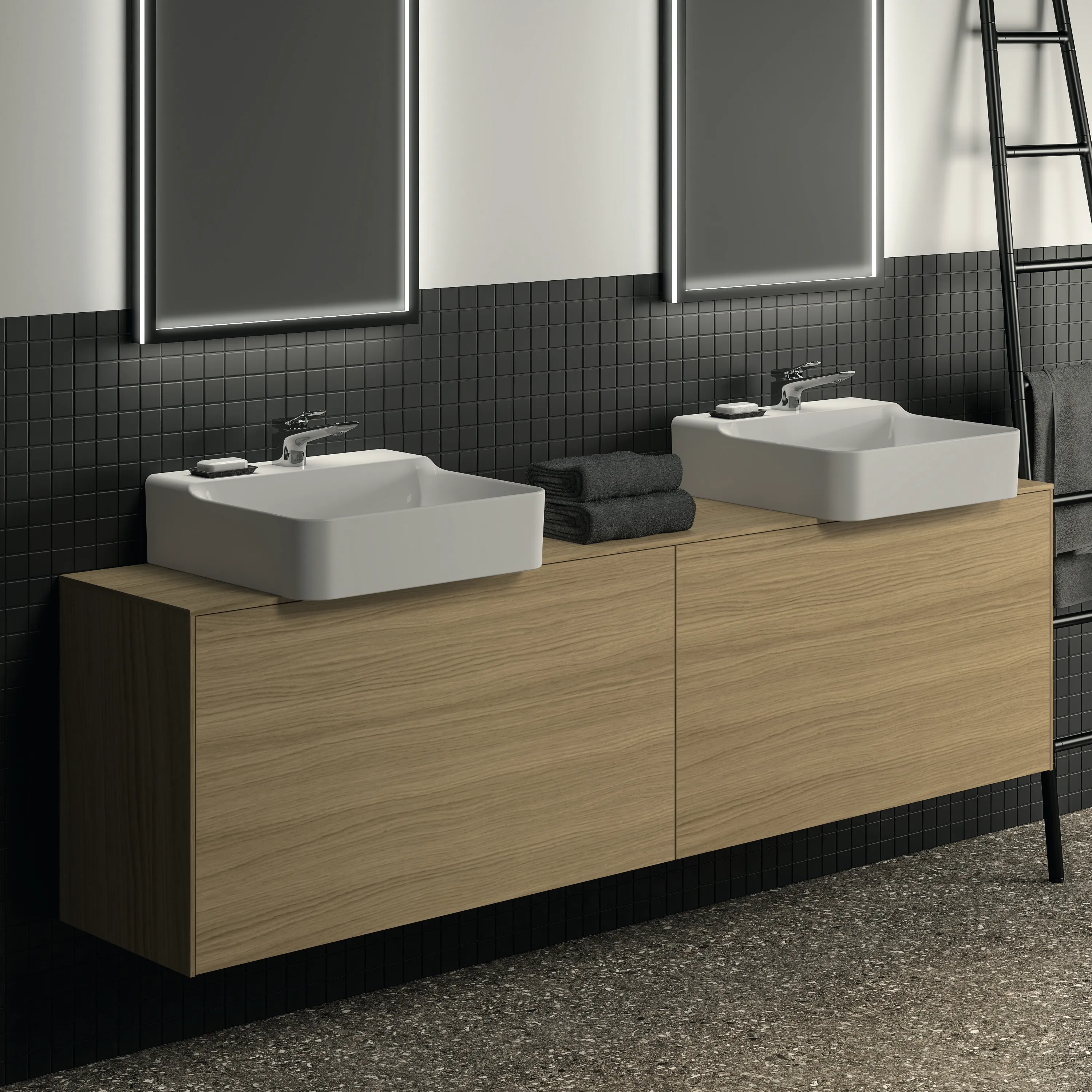 Ideal Standard Conca Waschtischunterschrank, Eiche hell, 1987x373x550 mm, 2 Auszüge mit Push-Open und Softclose-Einzug