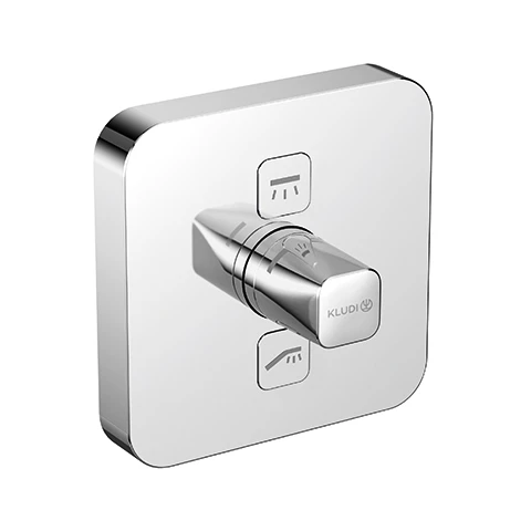 PUSH UPArm. mit Rotationskartusche Drucktaste für 2 Verb., soft edge chrom