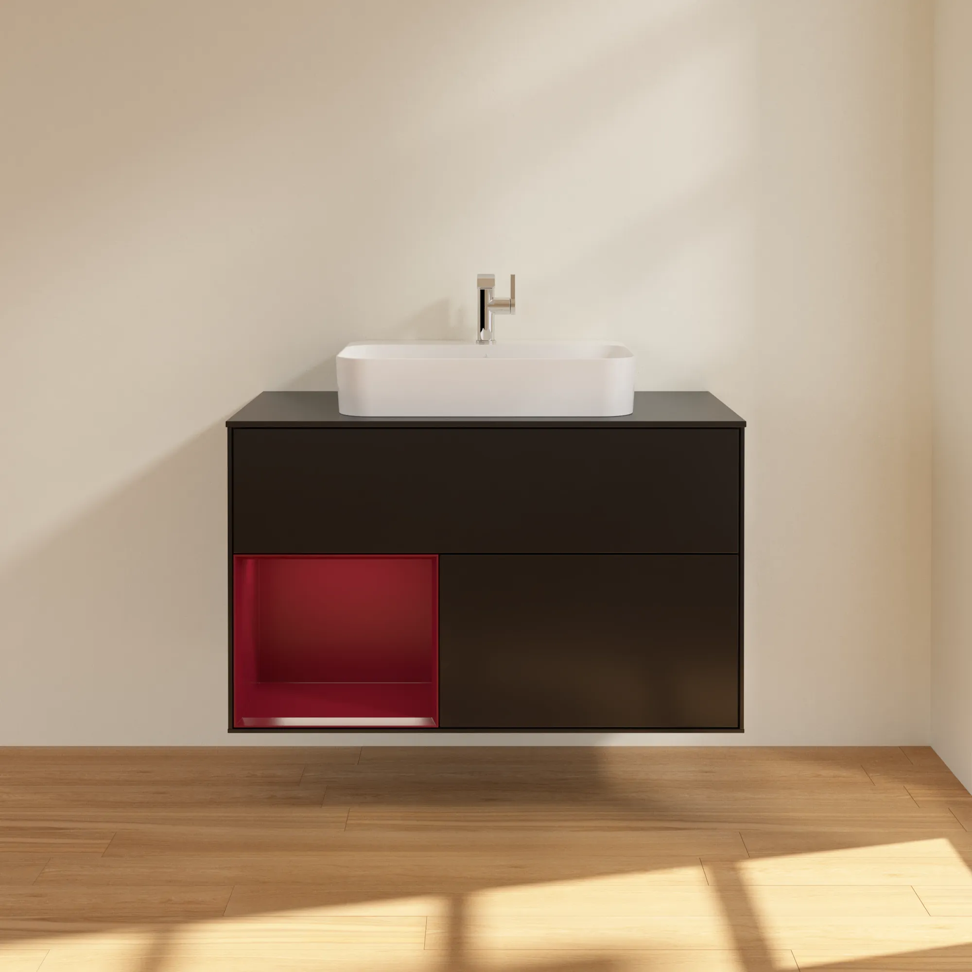 Villeroy & Boch Waschbeckenunterschrank Finion G36, 1000x603x501 mm, Black Matt Lacquer, mit Beleuchtung und Push-to-open Funktion