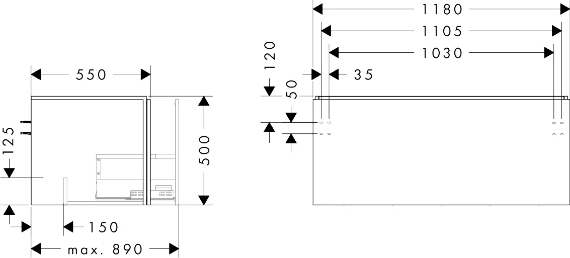 Hansgrohe Waschtischunterschrank „Xilesa E“ in Schiefergrau Matt
