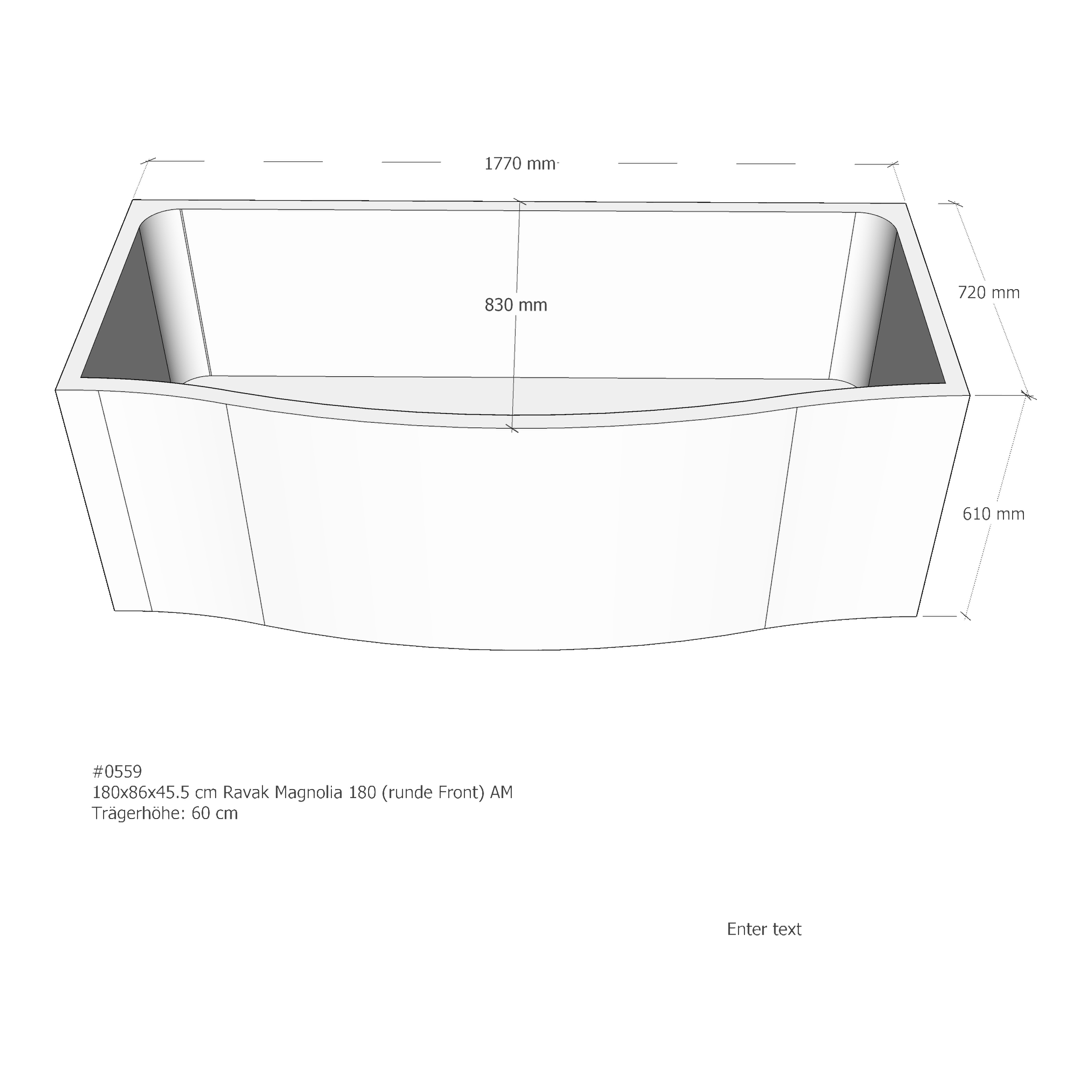 Badewannenträger für Ravak Magnolia 180 180 × 85 × 45,5 cm